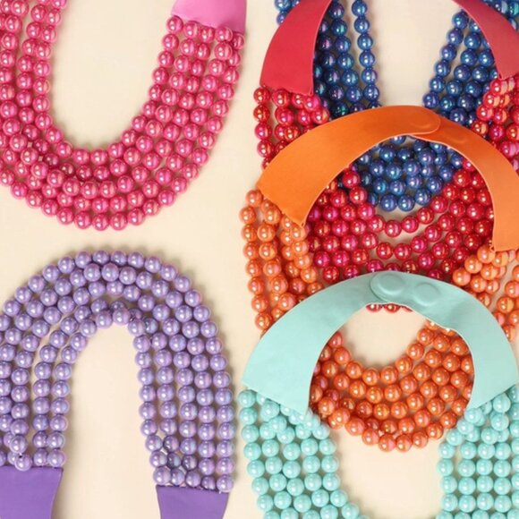 NEW - 5 Row SHIMMER Beaded Magentic Close Statement Beads Necklaces - Picture 3 of 15